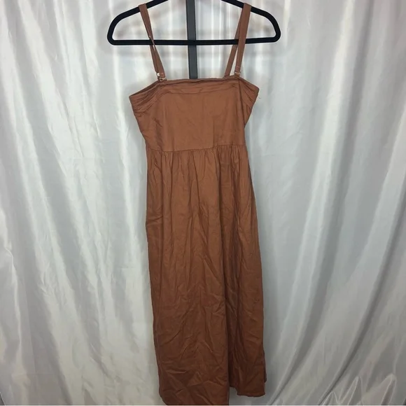 Joie Linen Blend Brown Midi Sundress, size 2 NWT - Picture 1 of 7